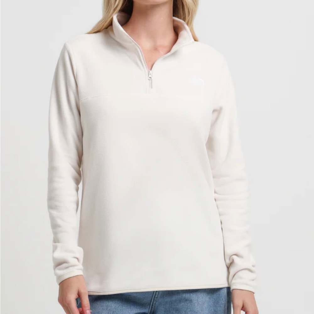 North face off-white quarter zip pullover